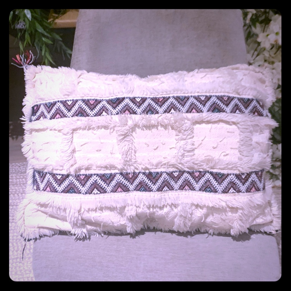 Anthropologie Bohochic pillow tribal fringe